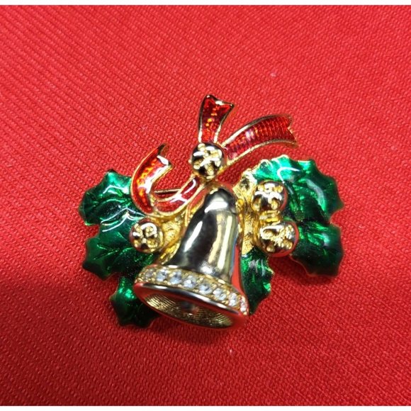 Christmas Pins/ Brooch Set of 2 Christmas Holly Berry marked "AK" & Holly Leaf B - Picture 10 of 10